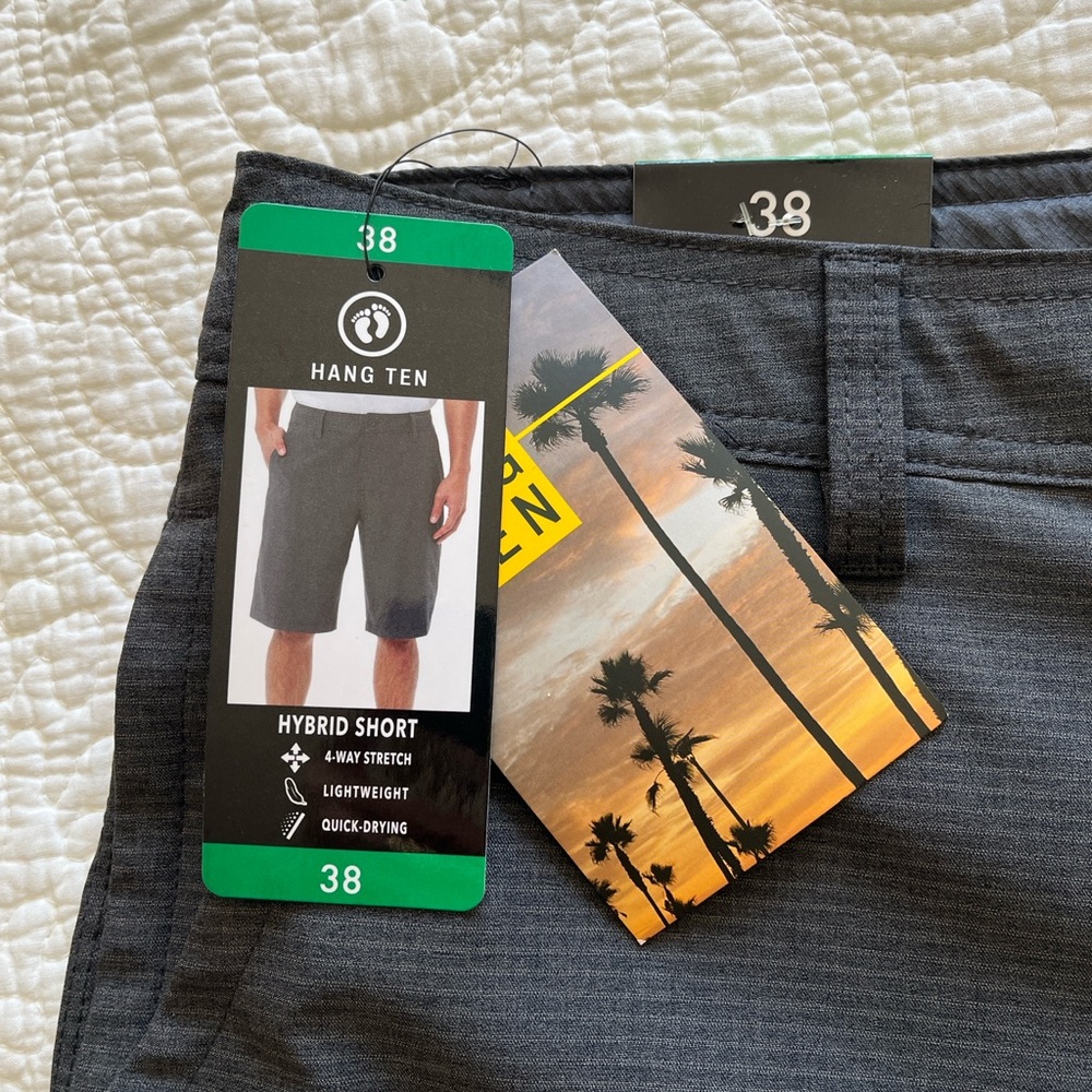 Hang Ten Hybrid Shorts Men's 38‎ Lightweight Quick Dry Stretch Gray